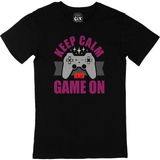 Cix Mor Keep Calm Game On Yazılı Yuvarlak Yaka Siyah T-shirt