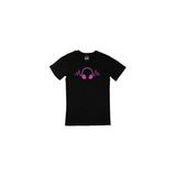 Cix Mor Kulaklık Baskılı Yuvarlak Yaka Siyah T-shirt