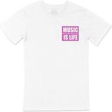Cix Music Is Life Cep Logo Tasarımlı Beyaz Tişört - 4XL