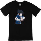 Cix Naruto Sasuke Uchiha Baskılı Siyah Unisex T-shirt