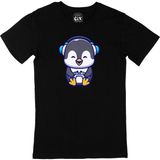 Cix Oyuncu Penguen Baskılı Siyah Unisex T-shirt