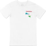 Cix Özbekistan Haritalı ve Bayraklı Beyaz Cep Logo Tasarım Erkek T-shirt