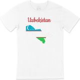 Cix Özbekistan Haritalı ve Bayraklı Beyaz T-shirt
