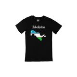 Cix Özbekistan Haritalı ve Bayraklı Siyah T-shirt