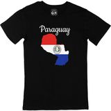 Cix Paraguay Haritalı ve Bayraklı Baskılı Siyah Unisex T-shirt
