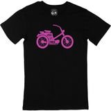 Cix Pembe Bisiklet Baskılı Siyah Unisex T-shirt