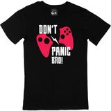Cix Pembe Don't Panic Bro Baskılı Siyah Erkek T-shirt