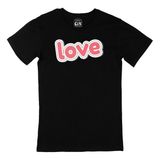 Cix Pembe Love Yazılı Yuvarlak Yaka Siyah T-shirt