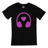 Cix Pembe Müzik Aşkı Baskılı Siyah Erkek T-shirt