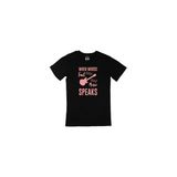 Cix Pembe When Words Fail Music Speaks Baskılı Siyah Erkek T-shirt
