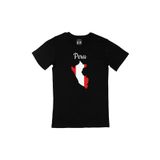 Cix Peru Haritalı ve Bayraklı Yuvarlak Yaka Siyah T-shirt