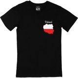 Cix Polonya Haritalı ve Bayraklı Cep Logo Tasarımlı Siyah Erkek T-shirt