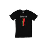 Cix Portekiz Haritalı ve Bayraklı Cep Logo Tasarımlı Siyah Erkek T-shirt