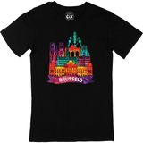 Cix Renkli Brüksel İllüstrasyon Baskılı Siyah Erkek T-shirt