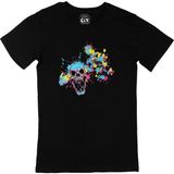 Cix Renkli Kuru Kafa Baskılı Siyah Erkek T-shirt