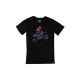 Cix Renkli Motorcu Baskılı Siyah Erkek T-shirt