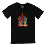Cix Renkli New York İllüstrasyon Baskılı Siyah Erkek T-shirt