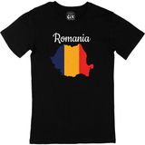 Cix Romanya Haritalı ve Bayraklı Baskılı Siyah Erkek T-shirt
