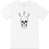 Cix Şimşekli Kuru Kafa Beyaz Siyah Erkek T-shirt