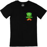 Cix St Patricks Day Şapkalı Cep Logo Tasarımlı Siyah T-shirt