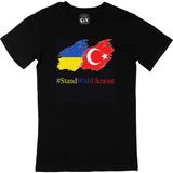 Cix Stand With Ukraine Ukrayna Türkiye Siyah Tişört - 3XL
