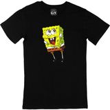 Cix Sünger Bob Siyah Cep Logo Tasarımlı Erkek T-shirt