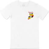 Cix Uganda Haritalı ve Bayraklı Beyaz Cep Logo Tasarımlı Erkek T-shirt