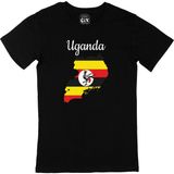 Cix Uganda Haritalı ve Bayraklı Siyah T-shirt