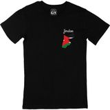 Cix Ürdün Haritalı ve Bayraklı Cep Logo Tasarımlı Siyah Erkek T-shirt