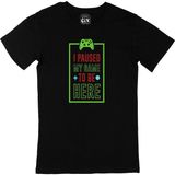 Cix Yeşil I Paused My Game Siyah T-shirt