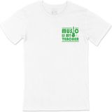 Cix Yeşil Music Is My Teacher Cep Logo Tasarımlı Beyaz Erkek T-shirt