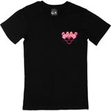 Cix Yorgun Pembe Panter Cep Logo Tasarımlı Siyah T-shirt