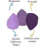 Ciyu Ticaret 3'lü Kutulu Makyaj Süngeri Mor Renk