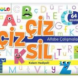 Çiz Çiz Sil Alfabe Çalışmaları - 32 Kart 64 Etkinlik - Kalem Hediyeli