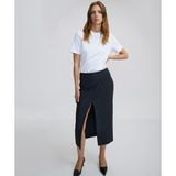 Çizgi desen midi etek IW6240004080036 - Gri