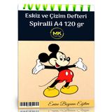 Çizgi Film Temalı Eskiz Ve Çizim Defteri Kraft Spiralli 100 Sayfa A4 80 Gr