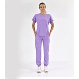 Çizgi Medikal Basic Lüks Kaliteli Likralı Doktor Hemşire Forması Scrubs Lila - XL