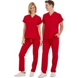 Çizgi Medikal Dr Greys Scrubs Terikoton - İnce Kumaş T100 - Kırmızı - XL
