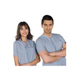 ÇİZGİ MEDİKAL DUMAN GRİ V Yaka Scrubs (Terikoton/İnce Kumaş) t200