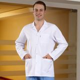 Çizgi Medikal Erkek Klasik Yaka Doktor Önlüğü Hemşire Eczacı Öğretmen Laboratuvar Alpaka Kumaş - Beyaz - 2XL