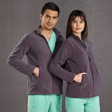 Çizgi Medikal Füme Polar Ceket Hastane Beyaz Doktor Hemşire Kışlık Ceket - 2XL