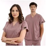 Çizgi Medikal Gül Kurusu Lüks Likralı Scrubs Greys Takım - XL