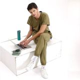 Çizgi Medikal Jogger Lüks Kaliteli Likralı Doktor Hemşire Forması Scrubs Haki - 2XL