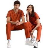 Çizgi Medikal Kiremit Lüks Likralı Scrubs Greys Takım