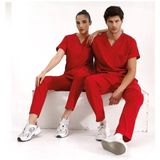 Çizgi Medikal Kırmızı Lüks Likralı Scrubs Greys Takım - XS