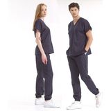 Çizgi Medikal Lacivert Jogger Scrubs Lüks Likralı Greys Takım