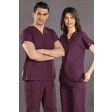 ÇİZGİ MEDİKAL Mürdüm Likralı Takım Özel Kumaş Scrubs Hastane Personel Forması
