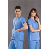 ÇİZGİ MEDİKAL Parlament Mavisi Dr Greys Terikoton Takım İnce Kumaş Scrubs Forması