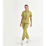 Çizgi Medikal Retro Lüks Kaliteli Likralı Doktor Hemşire Forması Scrubs Antep Fıstığı - Fıstık Yeşili - XL