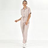 Çizgi Medikal Retro Lüks Kaliteli Likralı Doktor Hemşire Forması Scrubs Krem - XL